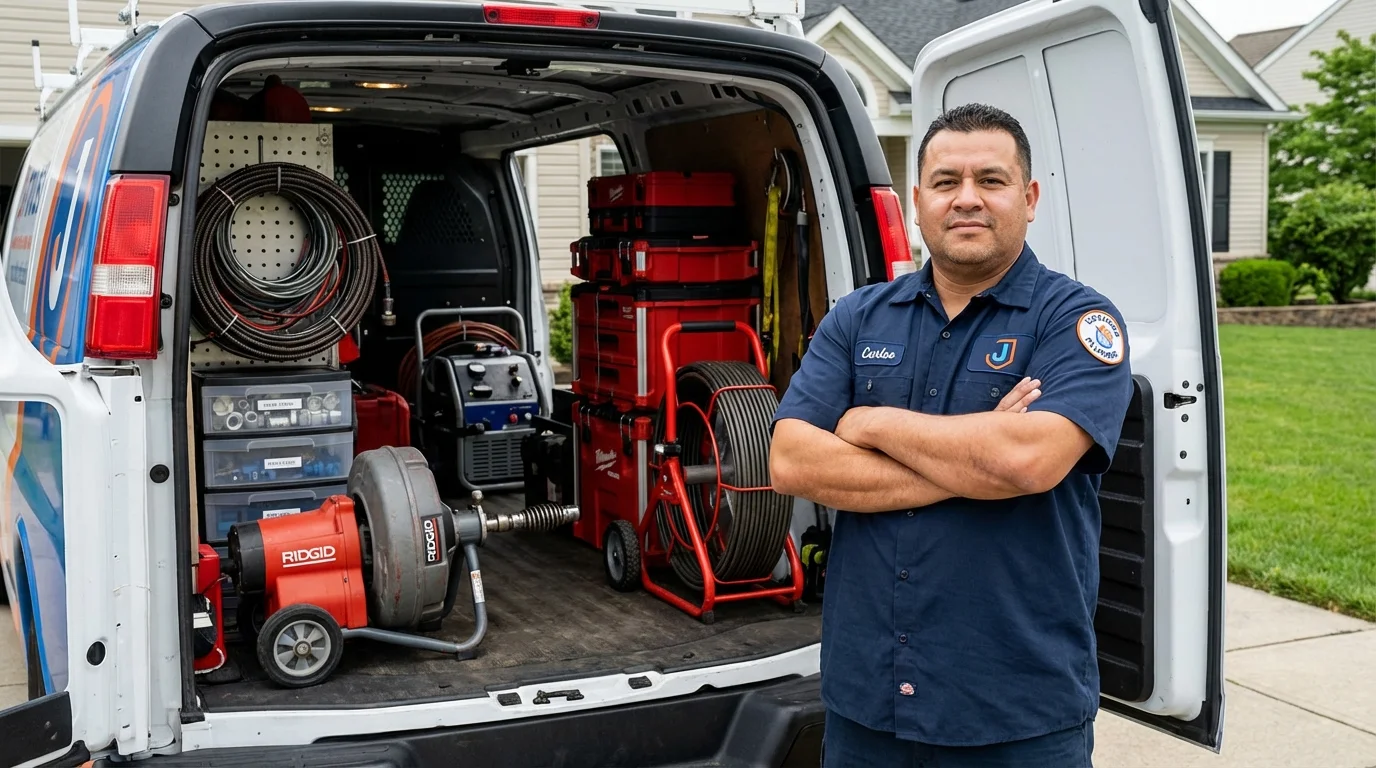 Professional drain cleaning equipment and Johns Plumbing LLC plumber in Fairborn