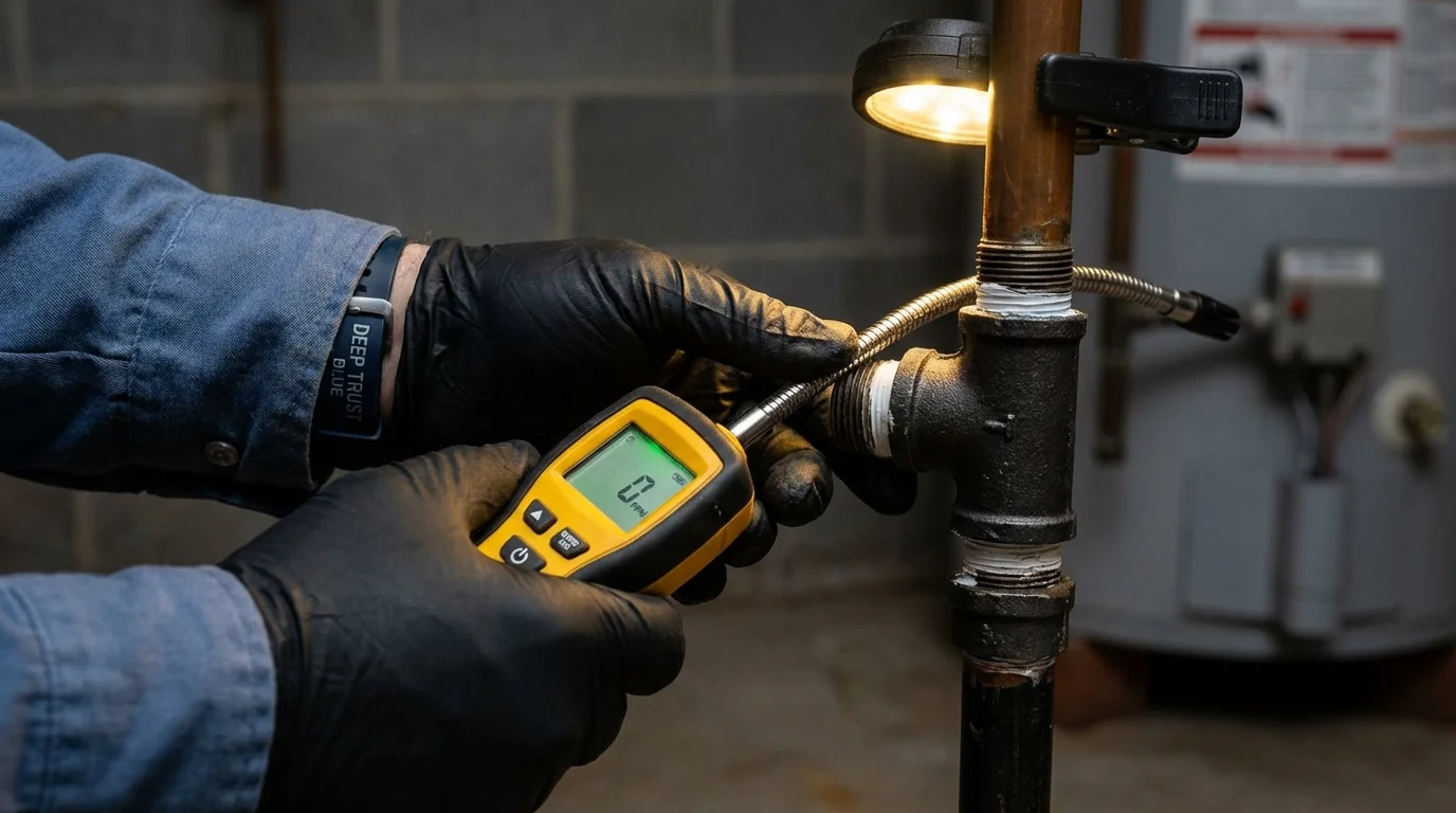 Gas leak detection with electronic sniffer by Johns Plumbing LLC in Fairborn