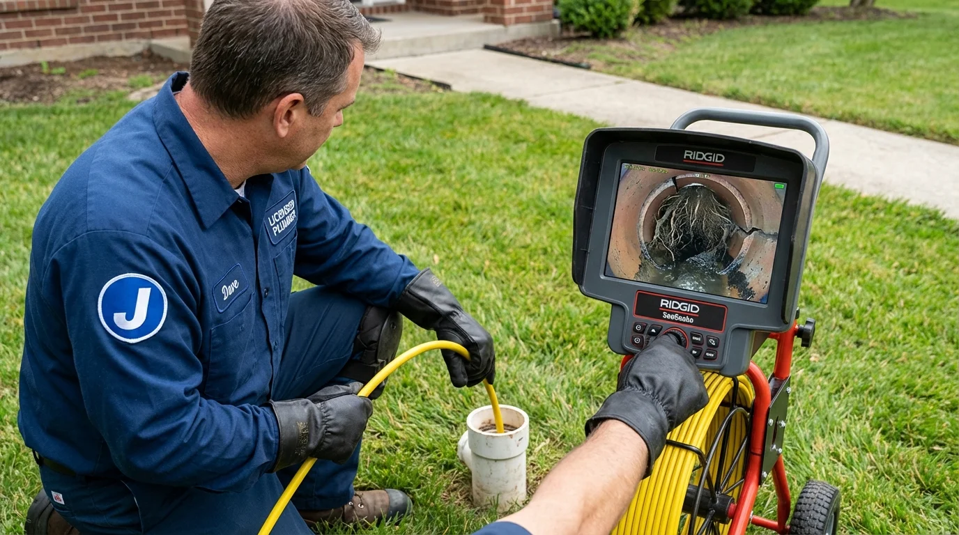 Sewer camera inspection being performed by Johns Plumbing LLC in Fairborn